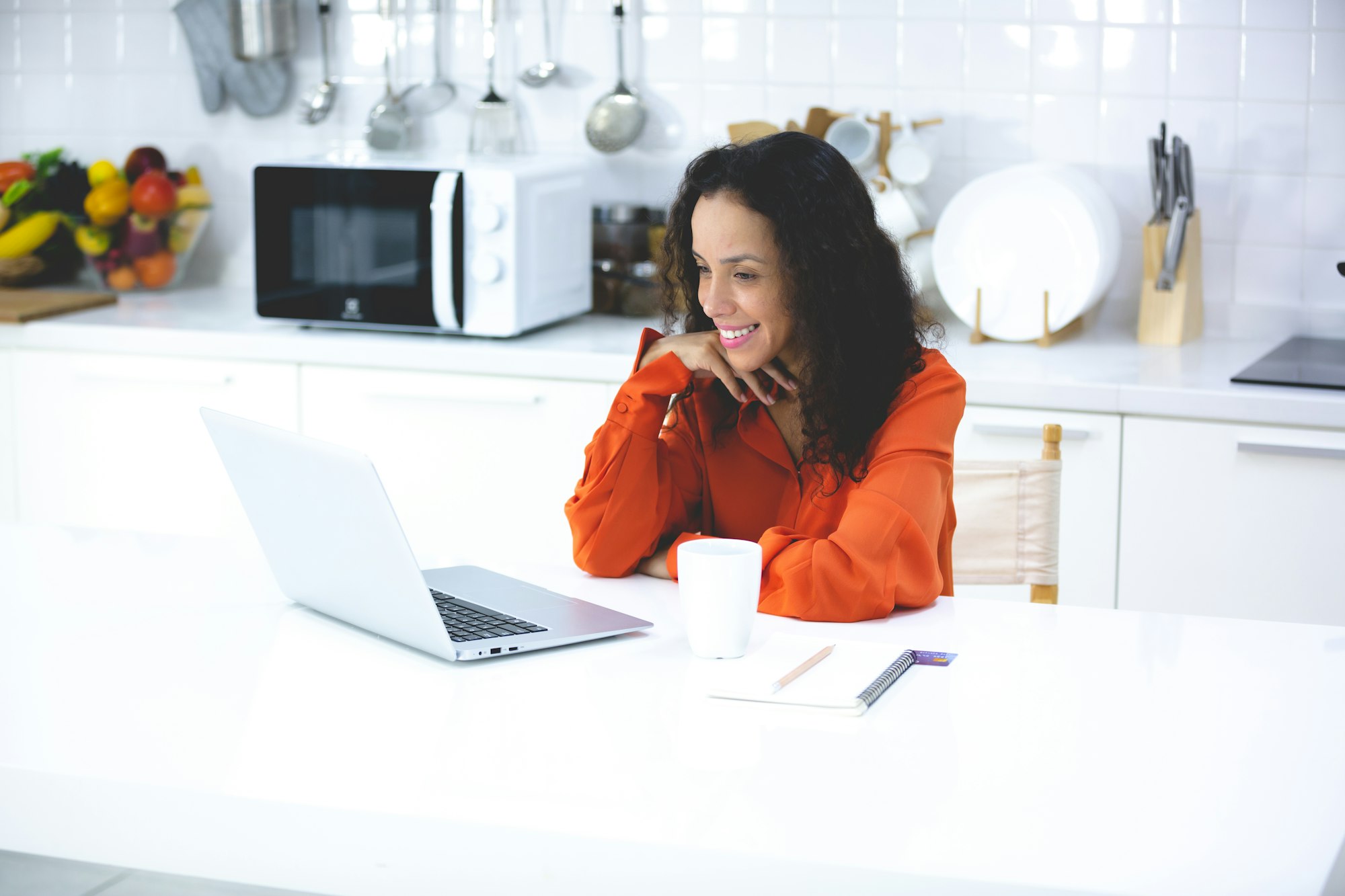 African American business woman are working at home with a job of business digital marketing