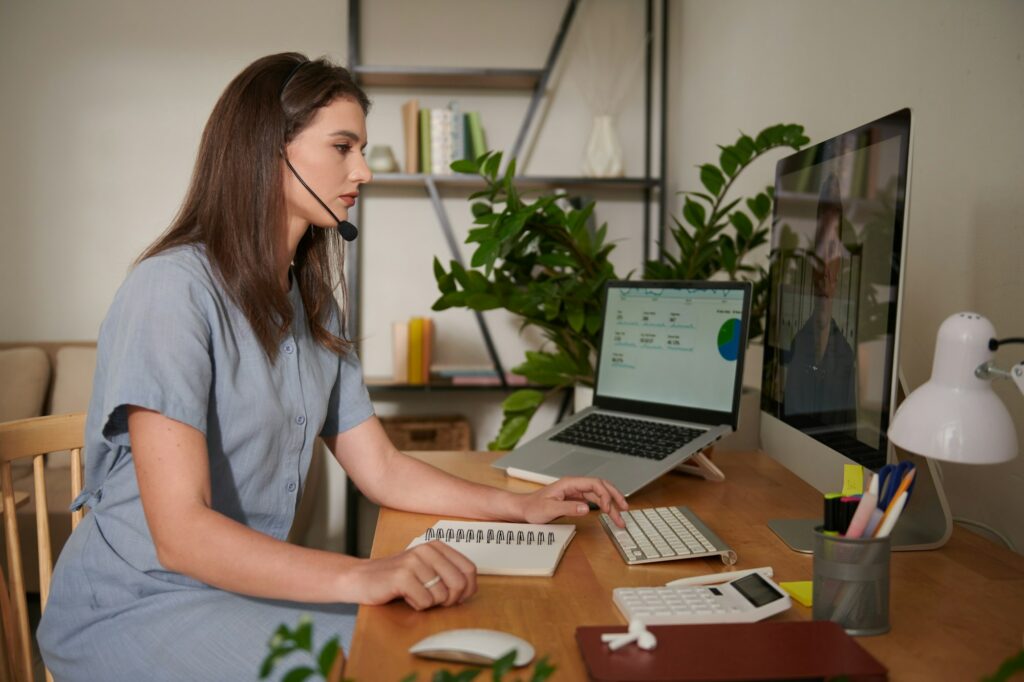 Marketing Manager Video Calling Colleague