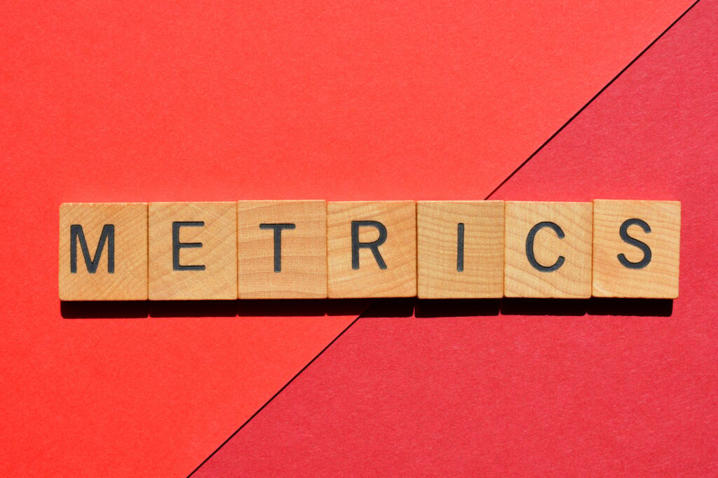 Metrics, word as banner headline