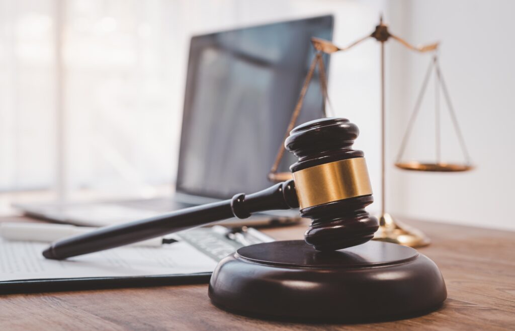 Law theme, mallet of the judge, law enforcement officers,