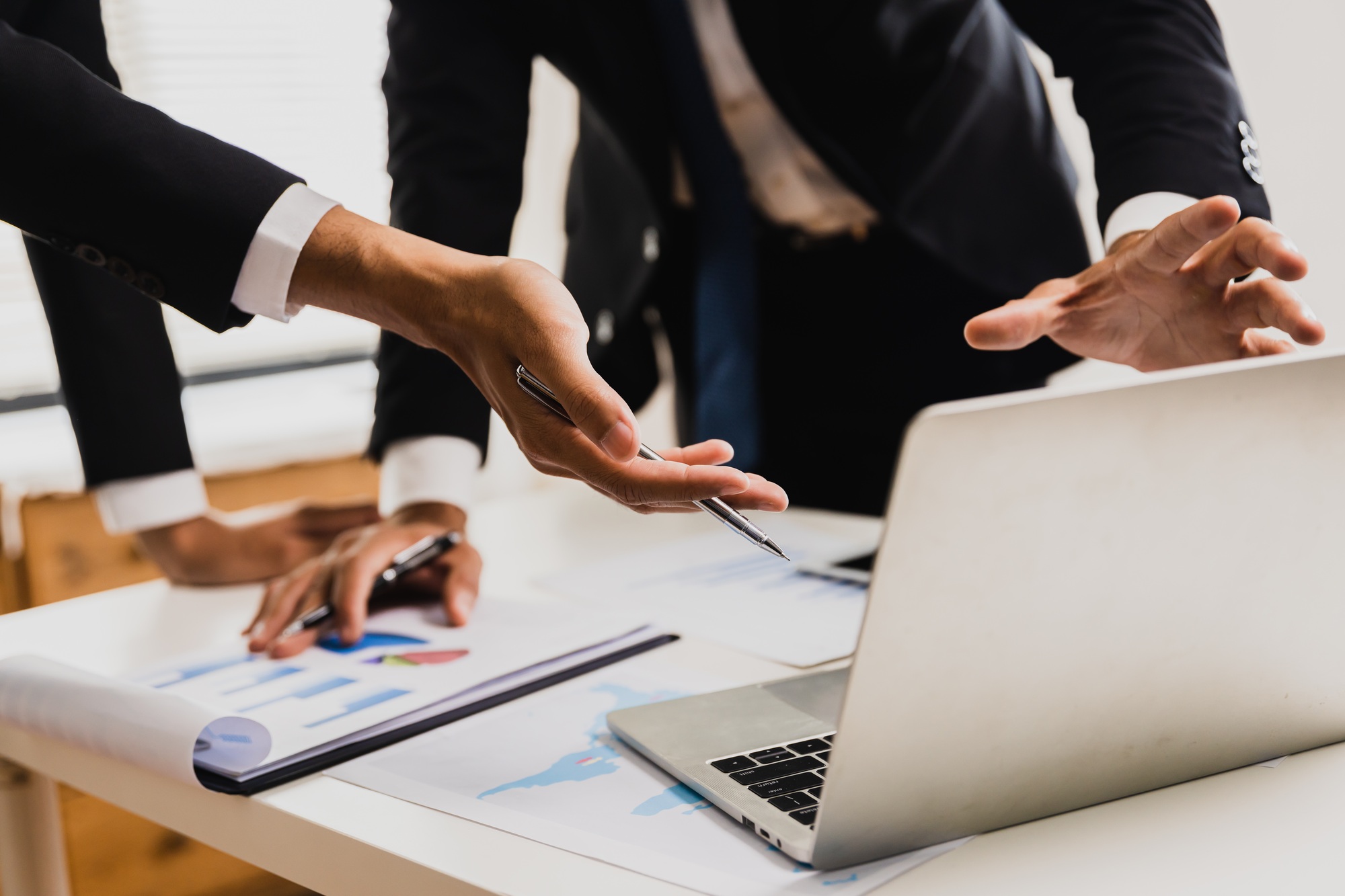 legal and businessman advisor, two business people talking, planning analyze investment